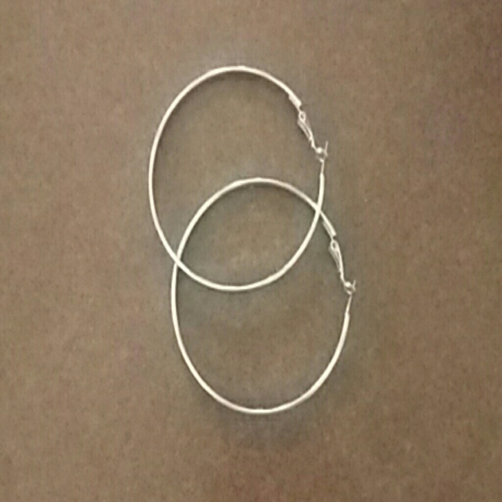 Silver Color Large Hoop Earrings